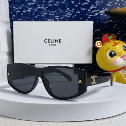 CELINE TRIOMPHE SUNGLASSES 533220 IN BLACK ACETATE GOLD LOGO