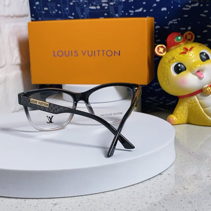 LOUIS VUITTON CAT EYE SUNGLASSES 570279 IN BLACK AND CLEAR ACETATE EMBOSSED LOGO