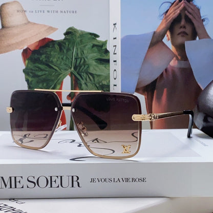 LOUIS VUITTON SQUARE SUNGLASSES 570264 IN GOLD METAL BROWN SMOKE LENS