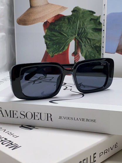 DIOR MONTAIGNE SUNGLASSES 571596 IN BLACK ACETATE TEXT LOGO