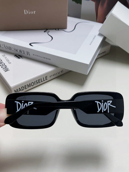 DIOR MONTAIGNE SUNGLASSES 571596 IN BLACK ACETATE TEXT LOGO