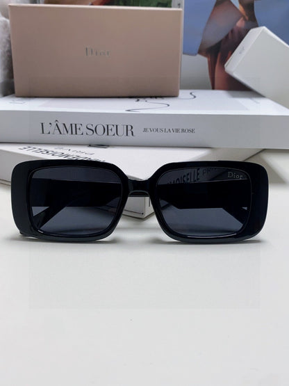 DIOR MONTAIGNE SUNGLASSES 571596 IN BLACK ACETATE TEXT LOGO
