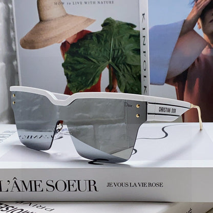 DIOR OBLIQUE SUNGLASSES 571600 IN WHITE METAL BLACK MIRROR LENSES