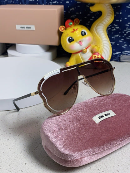MIU MIU RUNWAY SUNGLASSES 571638 IN GOLD METAL BROWN SMOKE LENSES