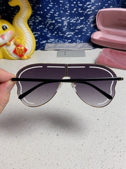 MIU MIU RUNWAY SUNGLASSES 571639 IN GOLD METAL GREY SMOKE LENSES