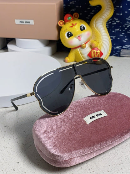 MIU MIU RUNWAY SUNGLASSES 571640 IN BLACK METAL BLACK LENSES