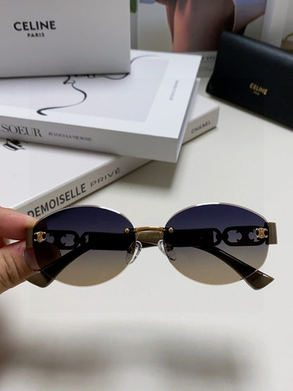 CELINE TRIOMPHE SUNGLASSES 573246 IN TAUPE BROWN METAL GRADIENT SMOKE LENSES