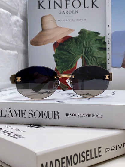 CELINE TRIOMPHE SUNGLASSES 573246 IN TAUPE BROWN METAL GRADIENT SMOKE LENSES