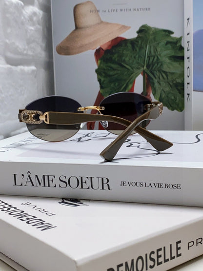CELINE TRIOMPHE SUNGLASSES 573246 IN TAUPE BROWN METAL GRADIENT SMOKE LENSES