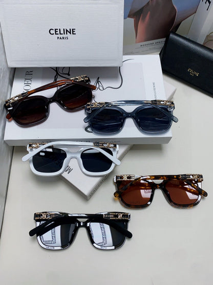 CELINE TRIOMPHE SUNGLASSES 573248 IN BROWN ACETATE METAL LOGO