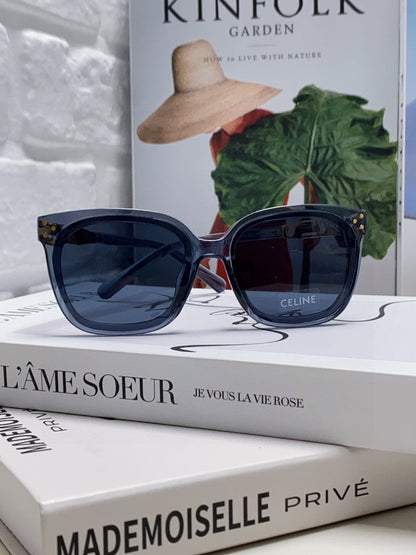 CELINE TRIOMPHE SUNGLASSES 573249 IN NAVY BLUE ACETATE METAL LOGO