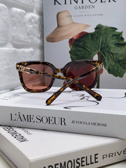 CELINE TRIOMPHE SUNGLASSES 573251 IN HAVANA ACETATE METAL LOGO