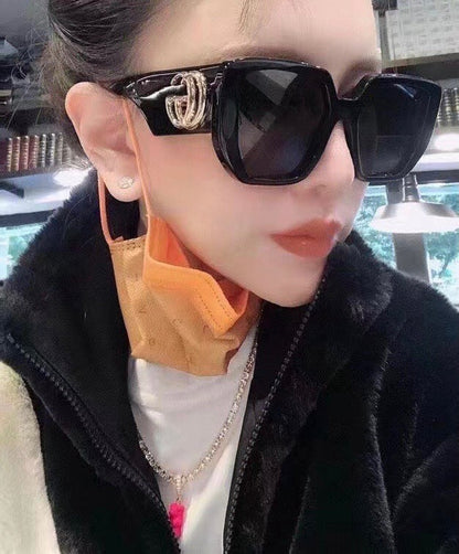 GUCCI SQUARE FRAME SUNGLASSES 573303 IN ACETATE EMBOSSED LOGO