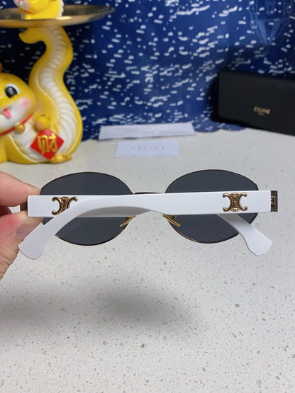 CELINE TRIOMPHE SUNGLASSES 538530 IN WHITE ACETATE BLACK LENSES