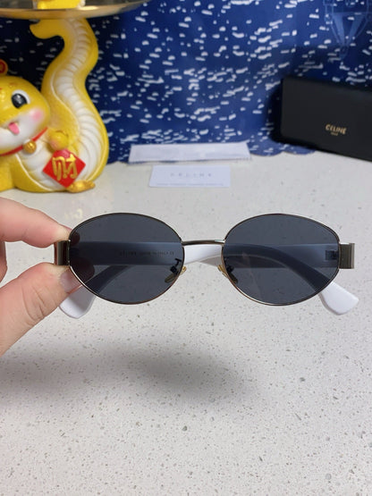 CELINE TRIOMPHE SUNGLASSES 538530 IN WHITE ACETATE BLACK LENSES