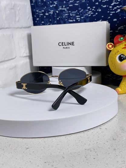 CELINE TRIOMPHE SUNGLASSES 538532 IN BLACK ACETATE GOLD METAL