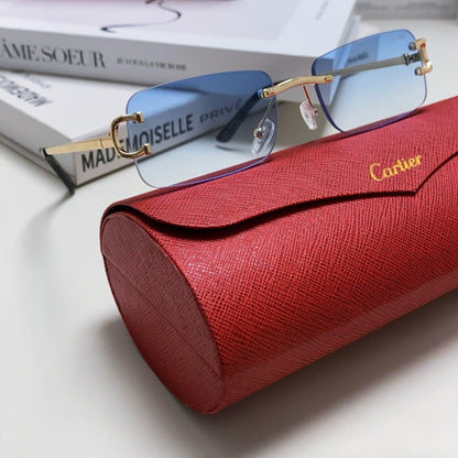CARTIER RECTANGULAR RIMLESS FRAME SUNGLASSES 575769 IN METAL
