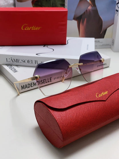 CARTIER PANTHÈRE RIMLESS GEOMETRIC FRAME SUNGLASSES 539743 IN METAL