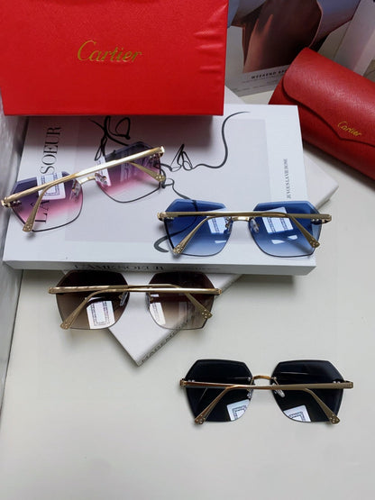 CARTIER PANTHÈRE RIMLESS GEOMETRIC FRAME SUNGLASSES 539743 IN METAL