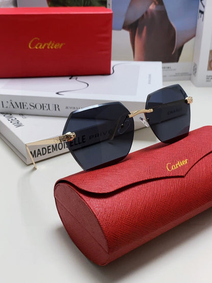 CARTIER PANTHÈRE RIMLESS GEOMETRIC FRAME SUNGLASSES 539743 IN METAL