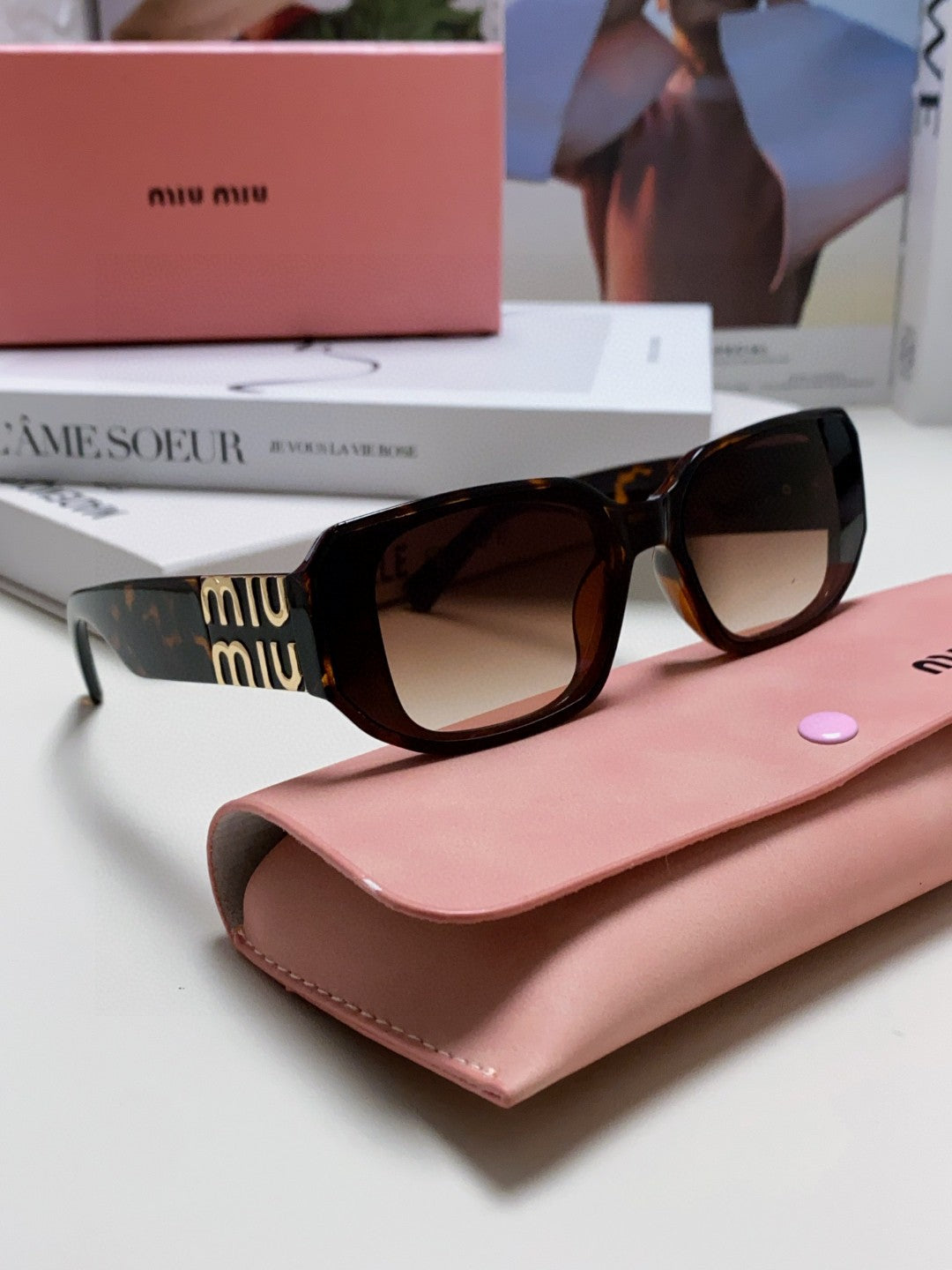 MIU MIU GLIMPSE SUNGLASSES 576820 IN HAVANA ACETATE