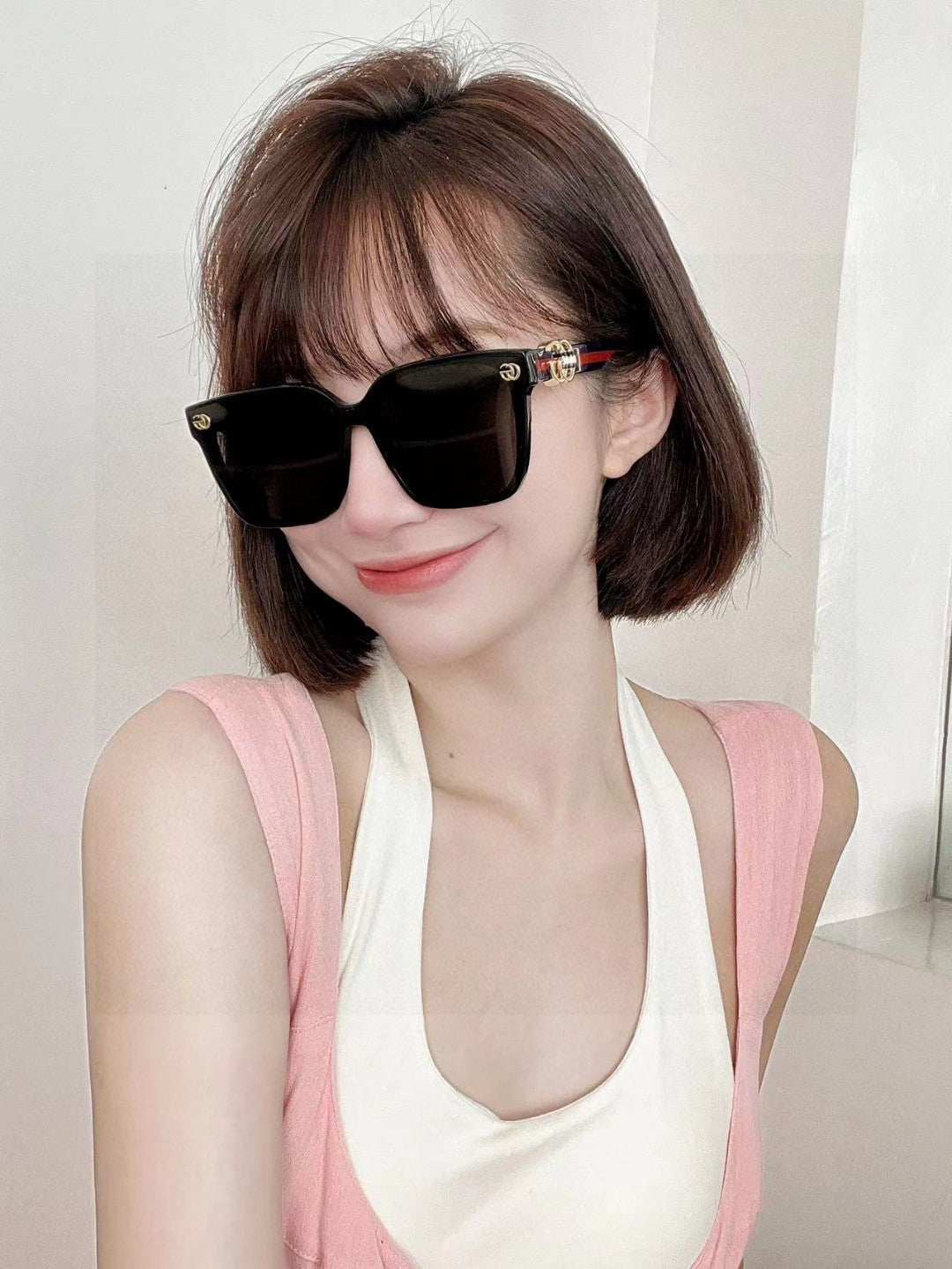 GUCCI EMBOSSED LOGO BUTTERFLY FRAME SUNGLASSES 576876 IN ACETATE
