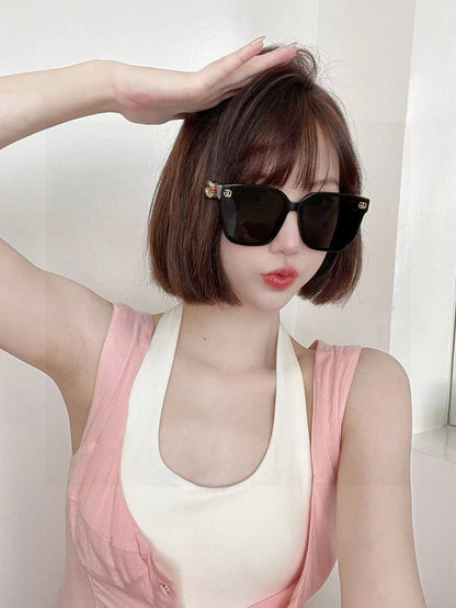 GUCCI EMBOSSED LOGO BUTTERFLY FRAME SUNGLASSES 576876 IN ACETATE