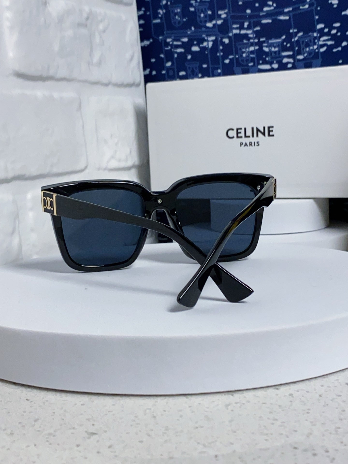 CELINE TRIOMPHE SUNGLASSES 548637 IN BLACK ACETATE