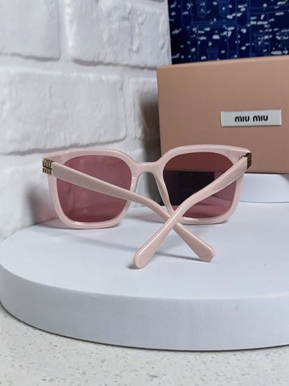 MIU MIU GLIMPSE SQUARE SUNGLASSES 554611 IN LIGHT PINK ACETATE