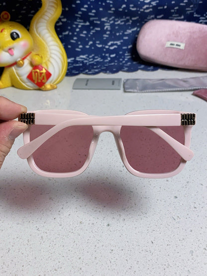 MIU MIU GLIMPSE SQUARE SUNGLASSES 554611 IN LIGHT PINK ACETATE