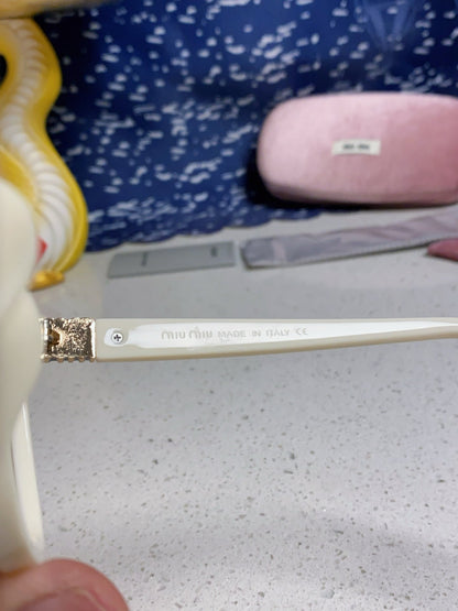 MIU MIU GLIMPSE SQUARE SUNGLASSES 554612 IN IVORY ACETATE
