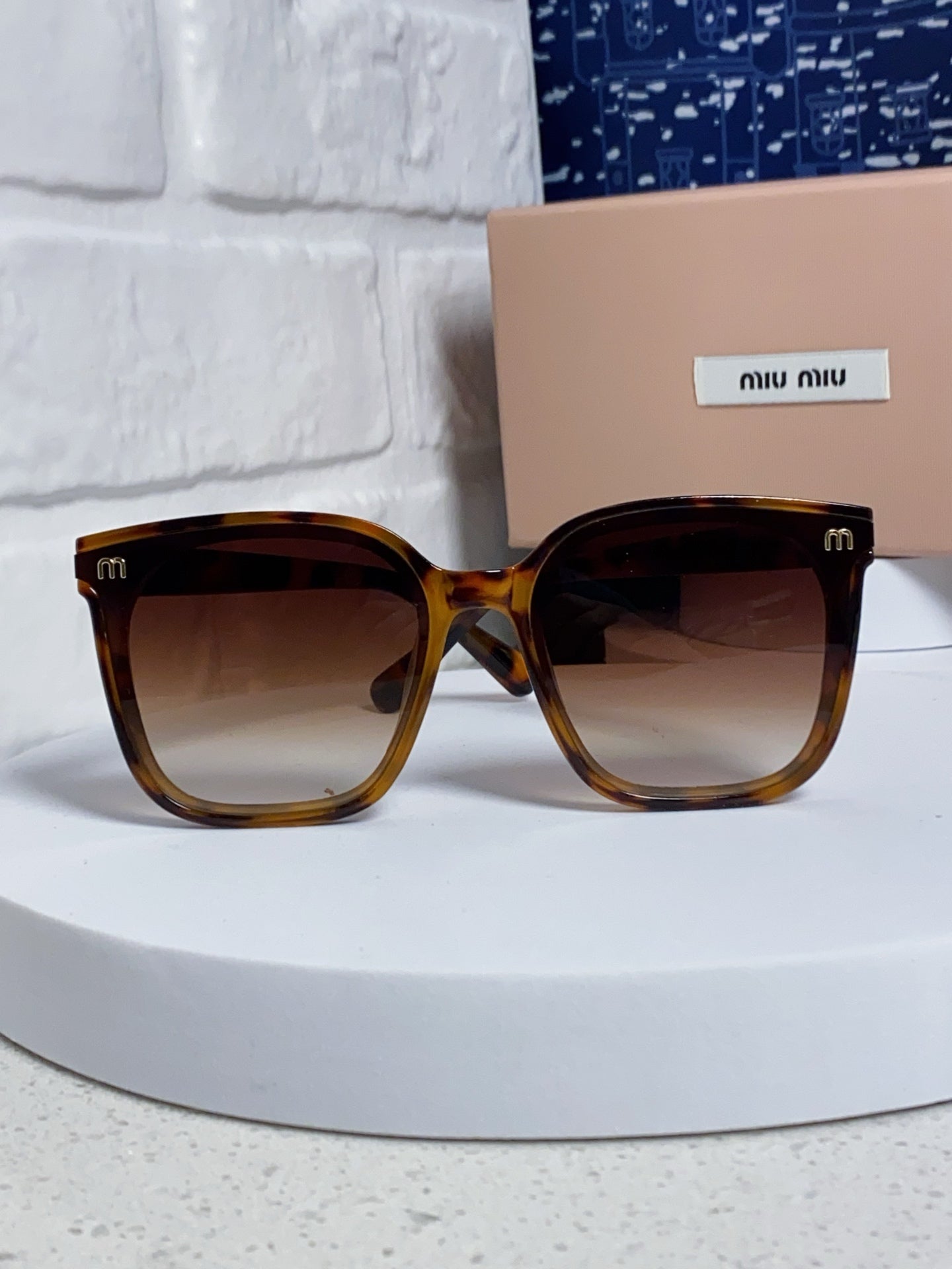 MIU MIU GLIMPSE SQUARE SUNGLASSES 554614 IN HAVANA ACETATE
