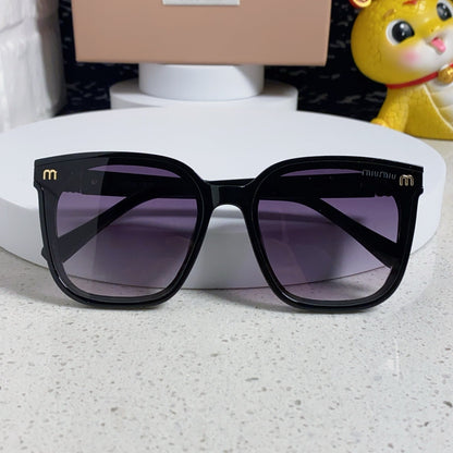 MIU MIU GLIMPSE SQUARE SUNGLASSES 554616 IN BLACK ACETATE GREY SMOKE LENS