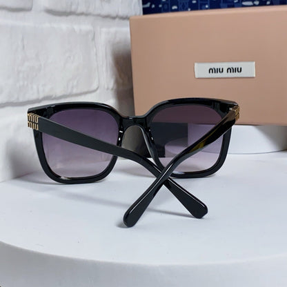 MIU MIU GLIMPSE SQUARE SUNGLASSES 554616 IN BLACK ACETATE GREY SMOKE LENS