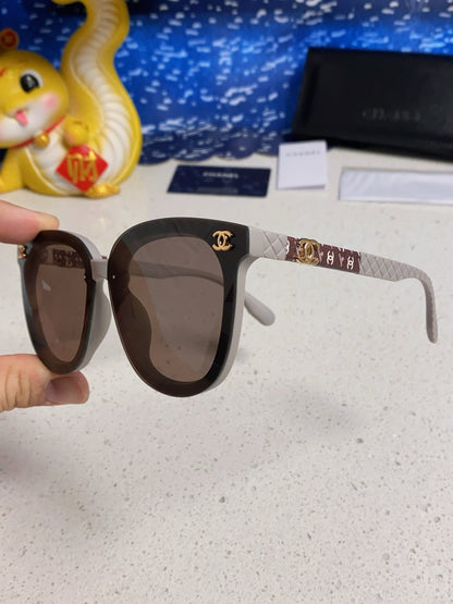 CHANEL BROWNLINE SUNGLASSES 638936 IN LIGHT GRAY ACETATE