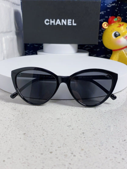 CHANEL CAT EYE SUNGLASSES CH3393 IN BLACK ACETATE BLACK LENSES