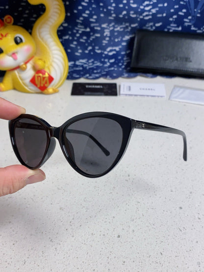 CHANEL CAT EYE SUNGLASSES CH3393 IN BLACK ACETATE BLACK LENSES
