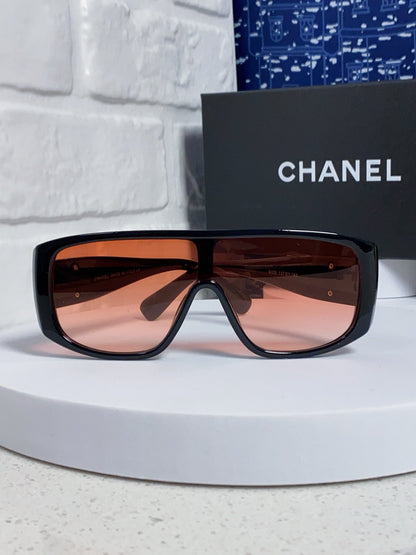 CHANEL SQUARE SUNGLASSES CH5495 IN BLACK ACETATE ORANGE SMOKE LENSES