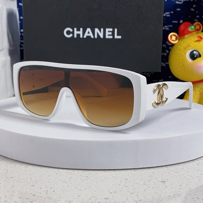 CHANEL SQUARE SUNGLASSES CH5495 IN WHITE ACETATE BROWN LENSES