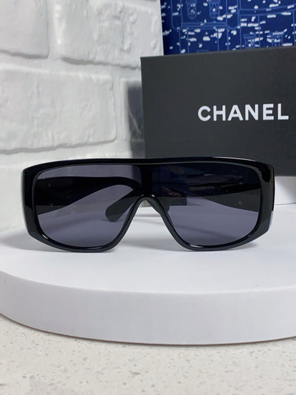 CHANEL SQUARE SUNGLASSES CH5495 IN BLACK ACETATE BLACK LENSES