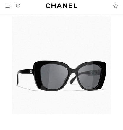 CHANEL BUTTERFLY SUNGLASSES 641815 IN BLACK ACETATE WHITE METAL LOGO
