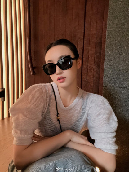 CHANEL BUTTERFLY SUNGLASSES 641817 IN ACETATE BLACK METAL LOGO