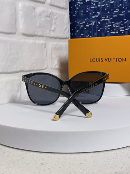 LOUIS VUITTON CAT EYE SUNGLASSES 573322 IN BLACK ACETATE MONOGRAM LOGO