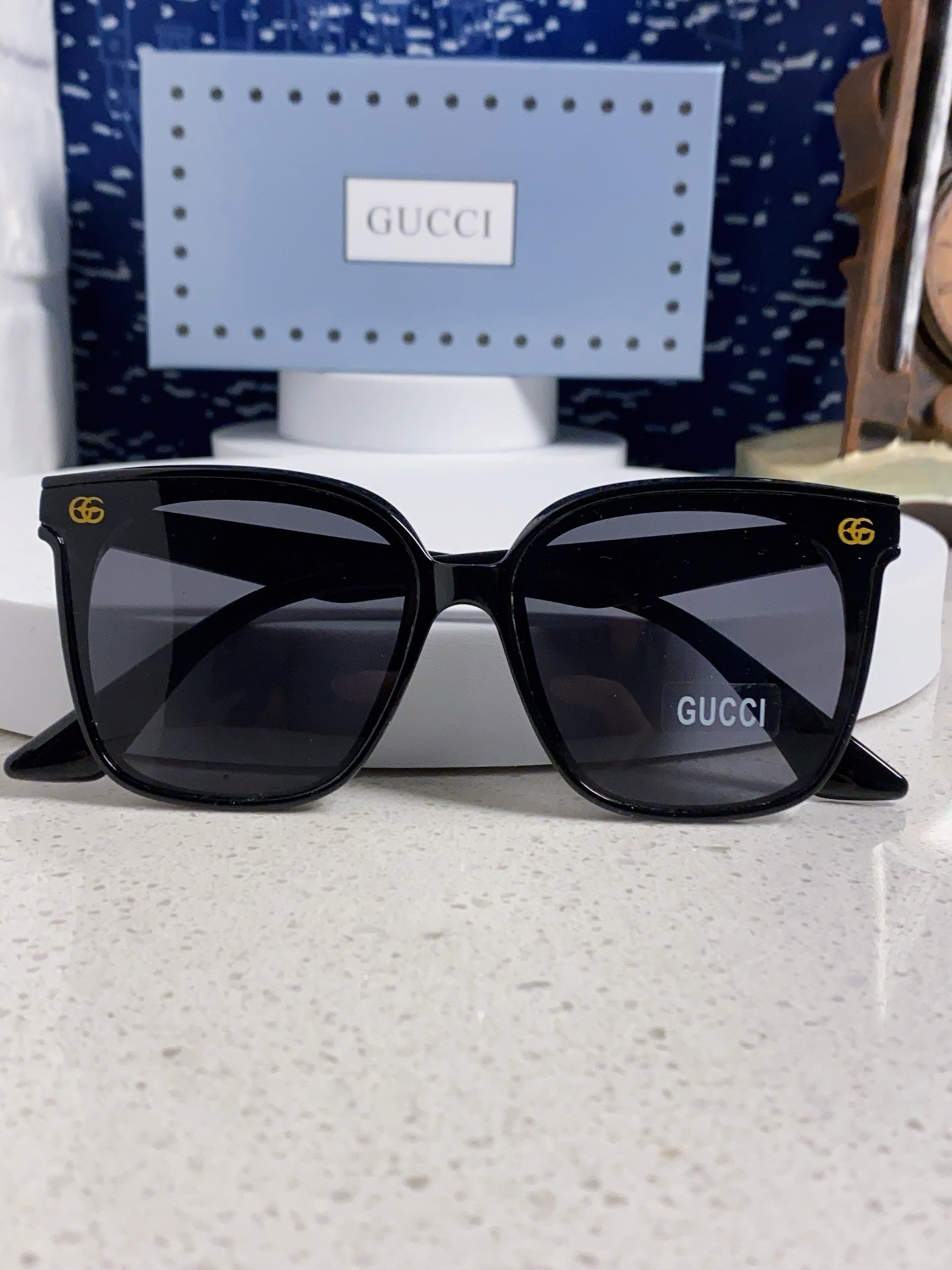 GUCCI SQUARE FRAME SUNGLASSES 575854 IN BLACK ACETATE