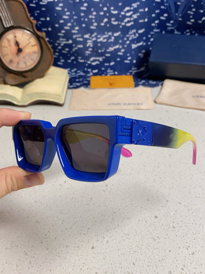 LOUIS VUITTON RECTANGLE SUNGLASSES 575847 IN BLUE MIX MULTICOLOR ACETATE