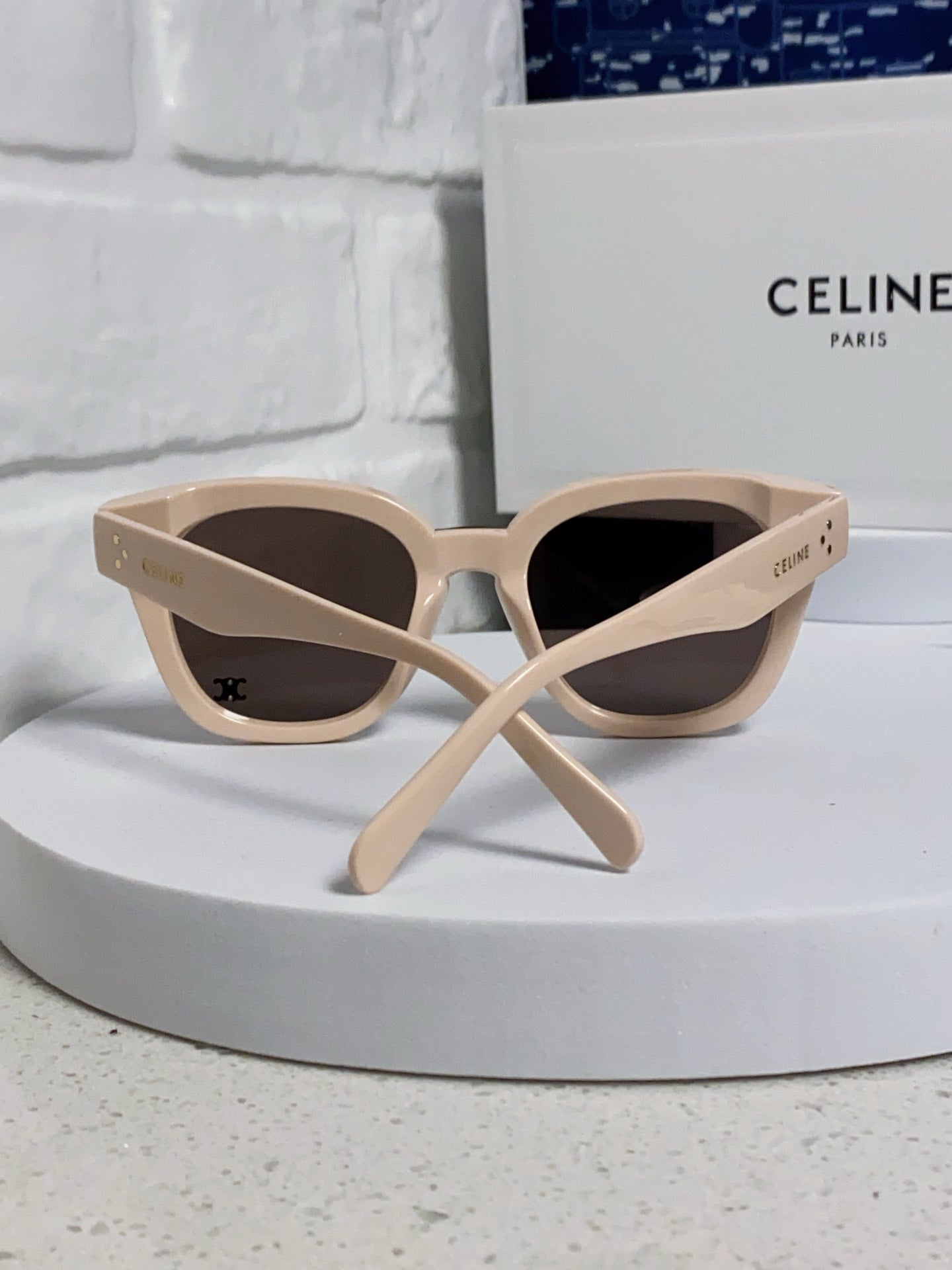 CELINE SQUARE SUNGLASSES 575841 IN NUDE ACETATE