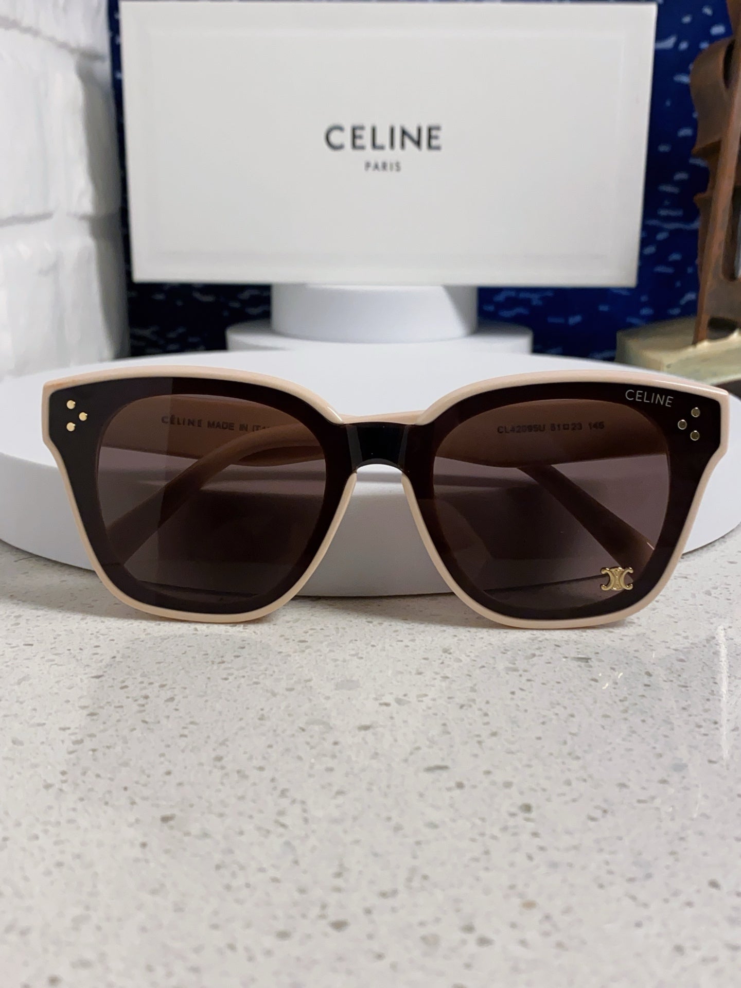 CELINE SQUARE SUNGLASSES 575841 IN NUDE ACETATE
