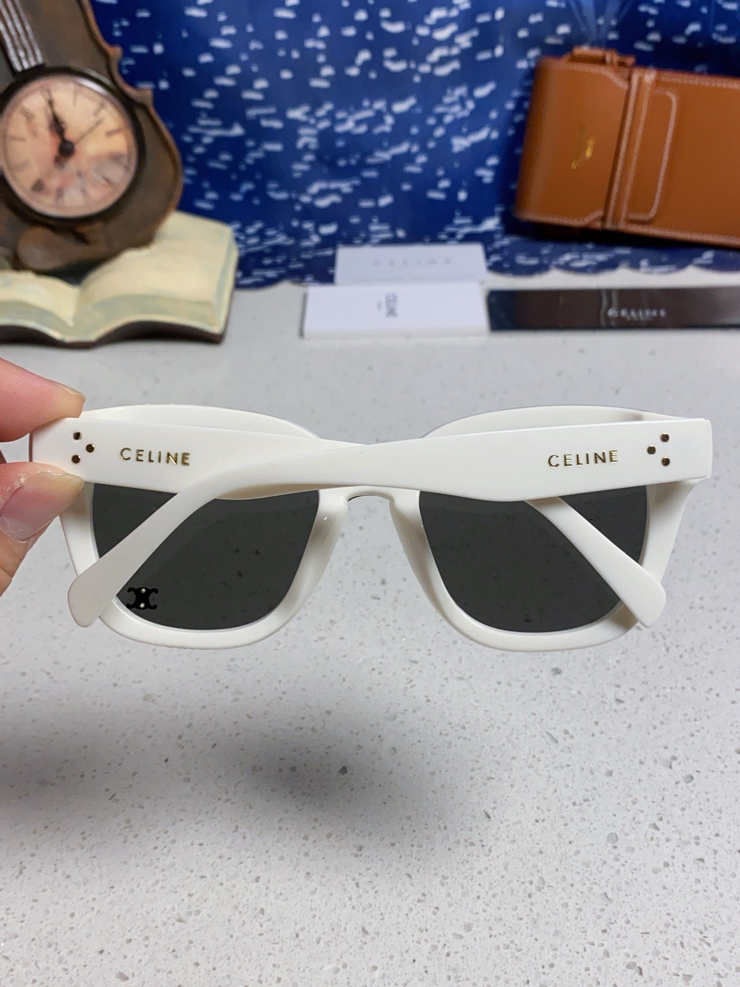 CELINE SQUARE SUNGLASSES 575842 IN WHITE ACETATE