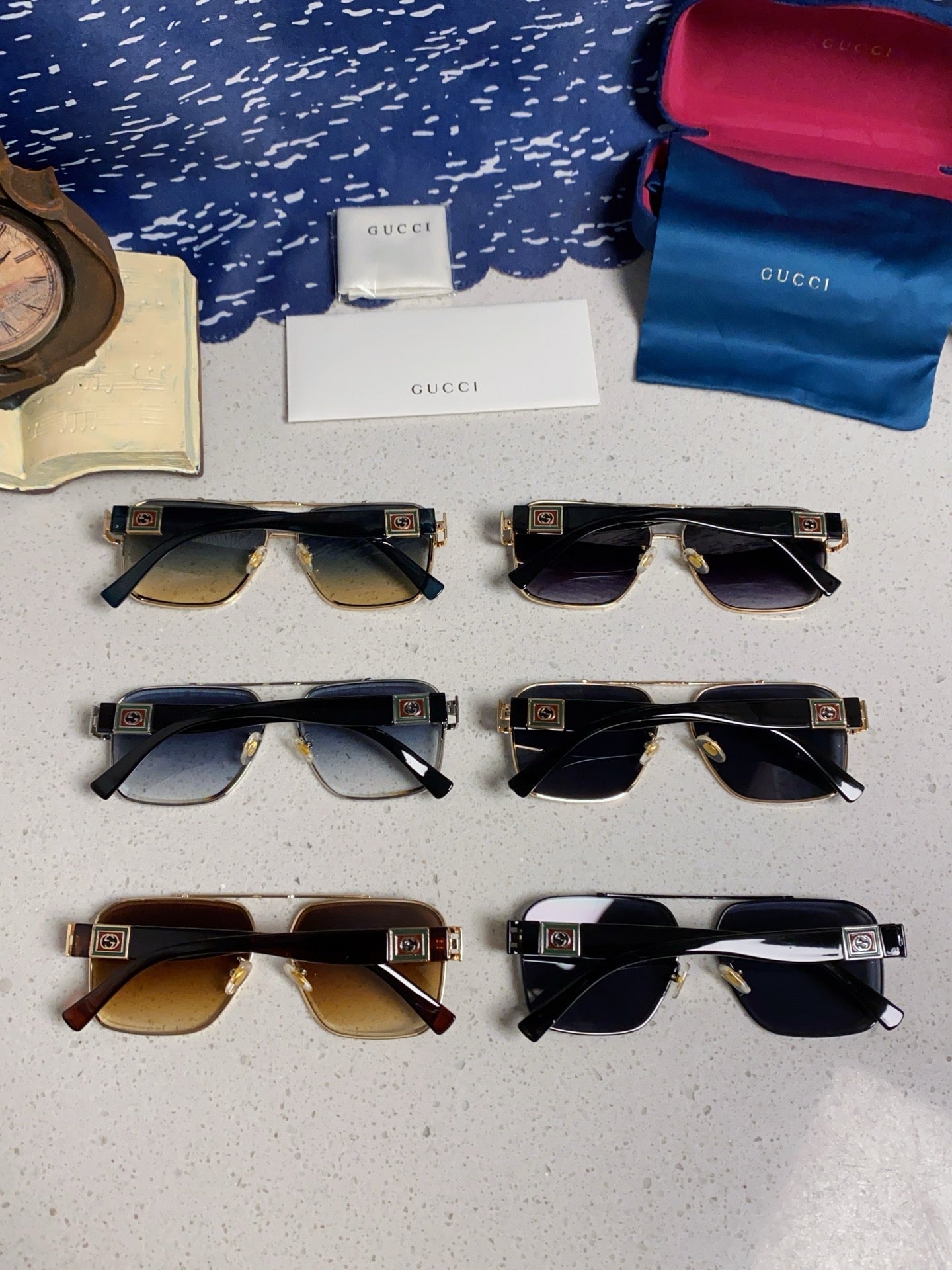 GUCCI SQUARE FRAME SUNGLASSES 576906 IN METAL