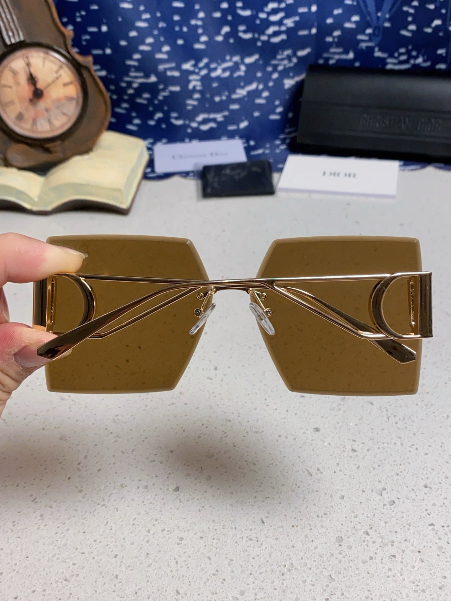 DIOR 30MONTAIGNE S7U SUNGLASSES 578108 IN GOLD METAL BROWN LENSES